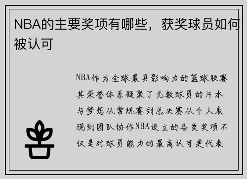 NBA的主要奖项有哪些，获奖球员如何被认可